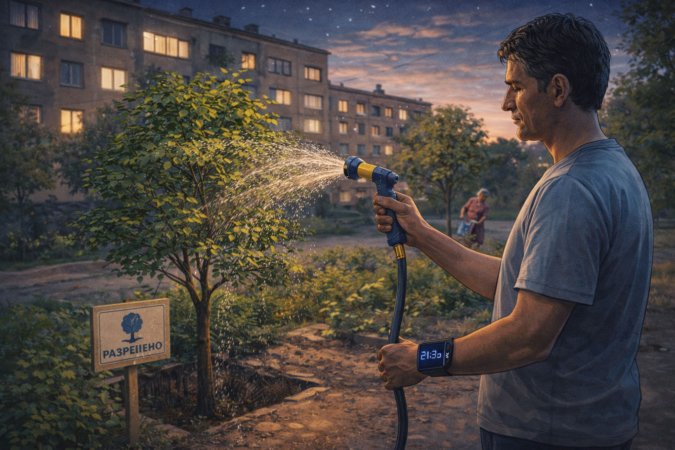 Жителям многоквартирных домов разрешили поливать деревья в любое время при наличии счётчиков воды