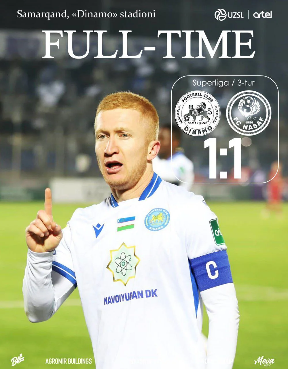 Футбол. Суперлига: «Динамо» в Самарканде сыграло вничью с «Насафом»