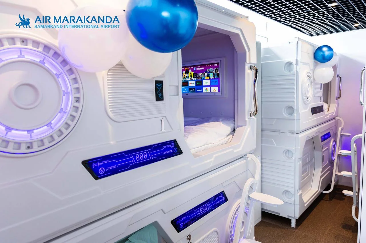 В международном аэропорту Самарканда открыт капсульный отель сети Qo’noq
