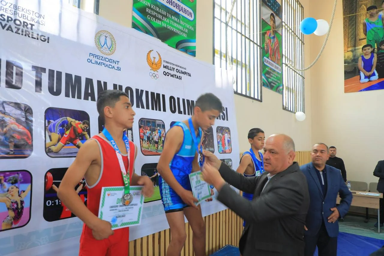 В Самаркандском районе прошёл районный этап соревнований «Новые олимпийские вершины Узбекистана» по спортивной борьбе