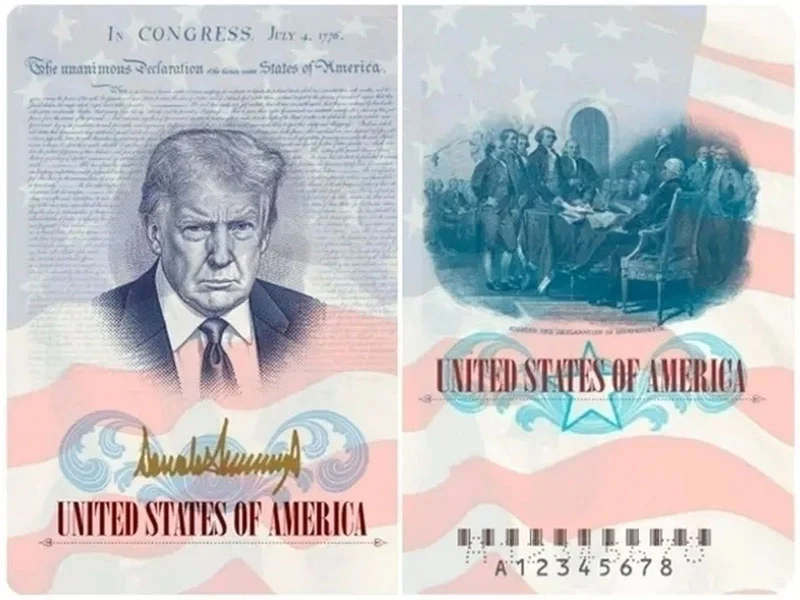 В США к юбилею независимости анонсировали серию паспортов с портретом Трампа