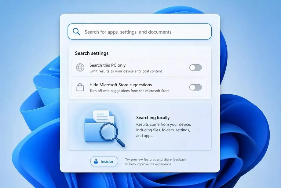 В Windows 11 появится возможность полностью отключить поиск через Bing